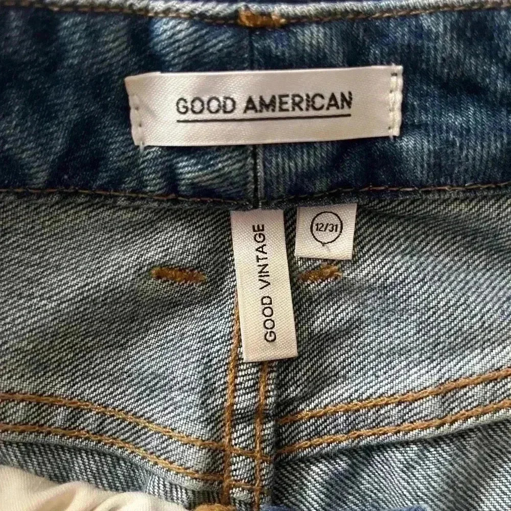 GOOD AMERICAN Good vintage straight leg stretch ripped knees gap proof waist 12 - Picture 3 of 7